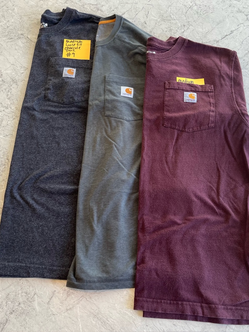 Carhartt t-shirt bundle of 3  - Charcoal, Olive, Burgundy men’s medium